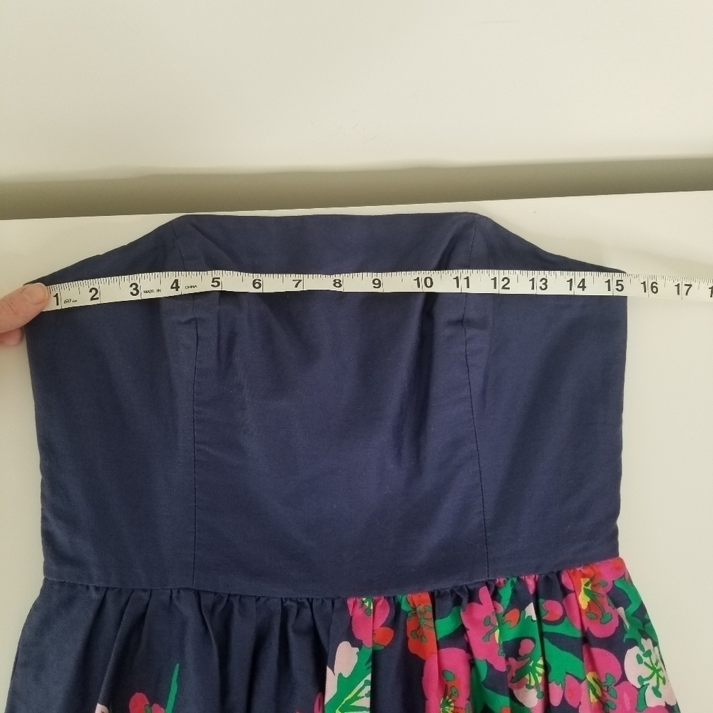 Lilly Pulitzer Lottie Blue Cherry Floral Strapless Mini Dress Size 6 - Picture 12 of 16